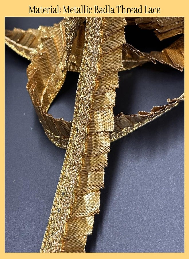 EmbroideryMaterial Shining Zari Sewing/Embroidery Lace for Saree Border, Blouse, Dupatta Border, Lehenga, Kurti etc (18 Meters, Gold, 24mm Wide) - Image 3